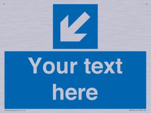 Custom Directional signage blue down left arrow 